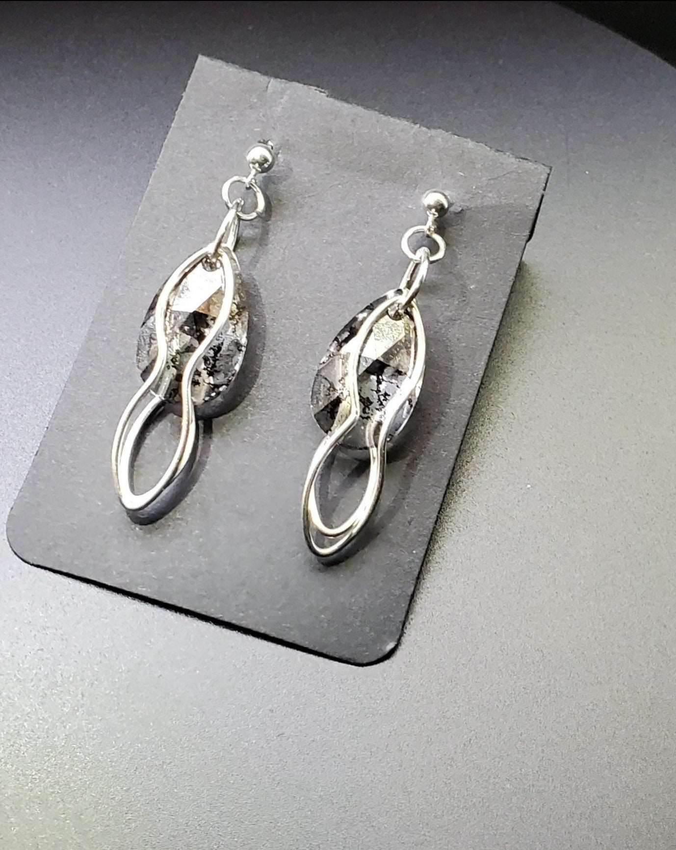 Desi Dangle Earrings | Swarovski Crystal & Sterling Silver | Elegant & Bold - Jiana Deon