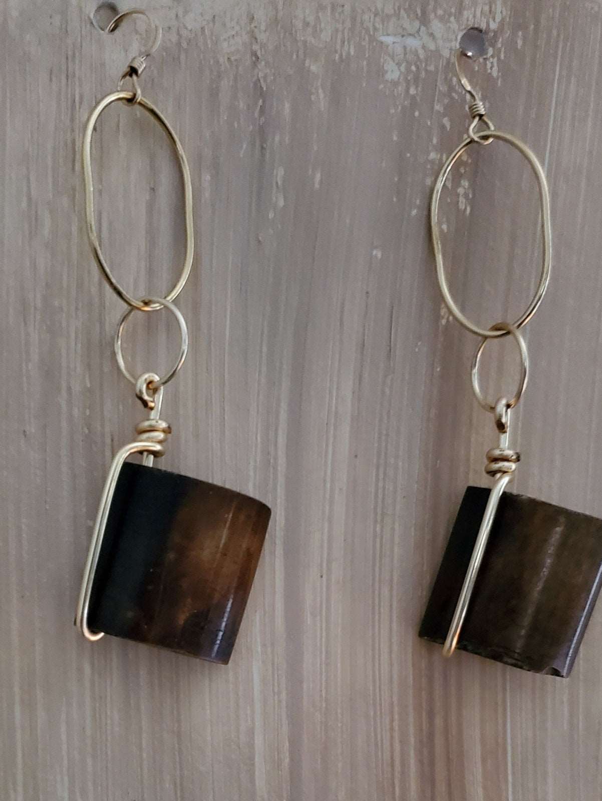 wooden earrings on grain photo, handmade earrings, earrings for women, Wooden Tab Dangle Earrings