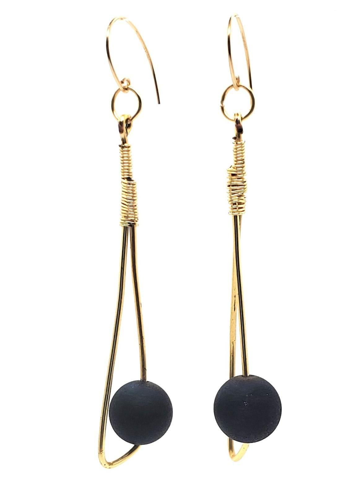 Blue Kiss Dangle Earrings | Blue Druzy Agate Earrings | Gold-Filled | Statement Style - Jiana Deon