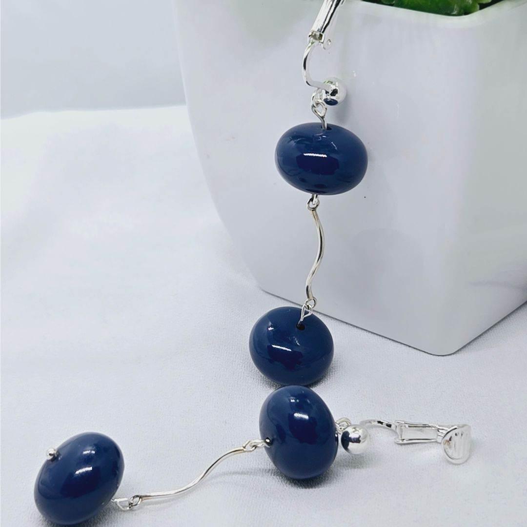 Navy Dream Drop Earrings | Blue Agate & Silver Earrings | Elegant Jewelry - Jiana Deon