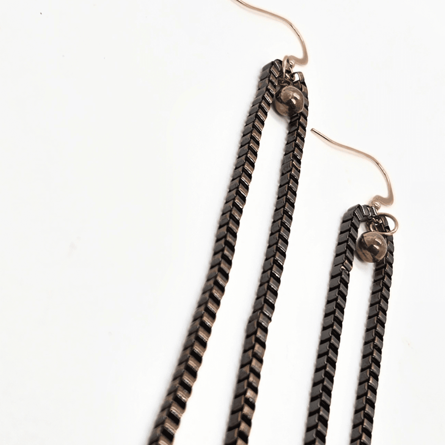 Copper Chain Dangle Earrings | Rose Gold Accent | Lightweight & Chic - Jiana Deon