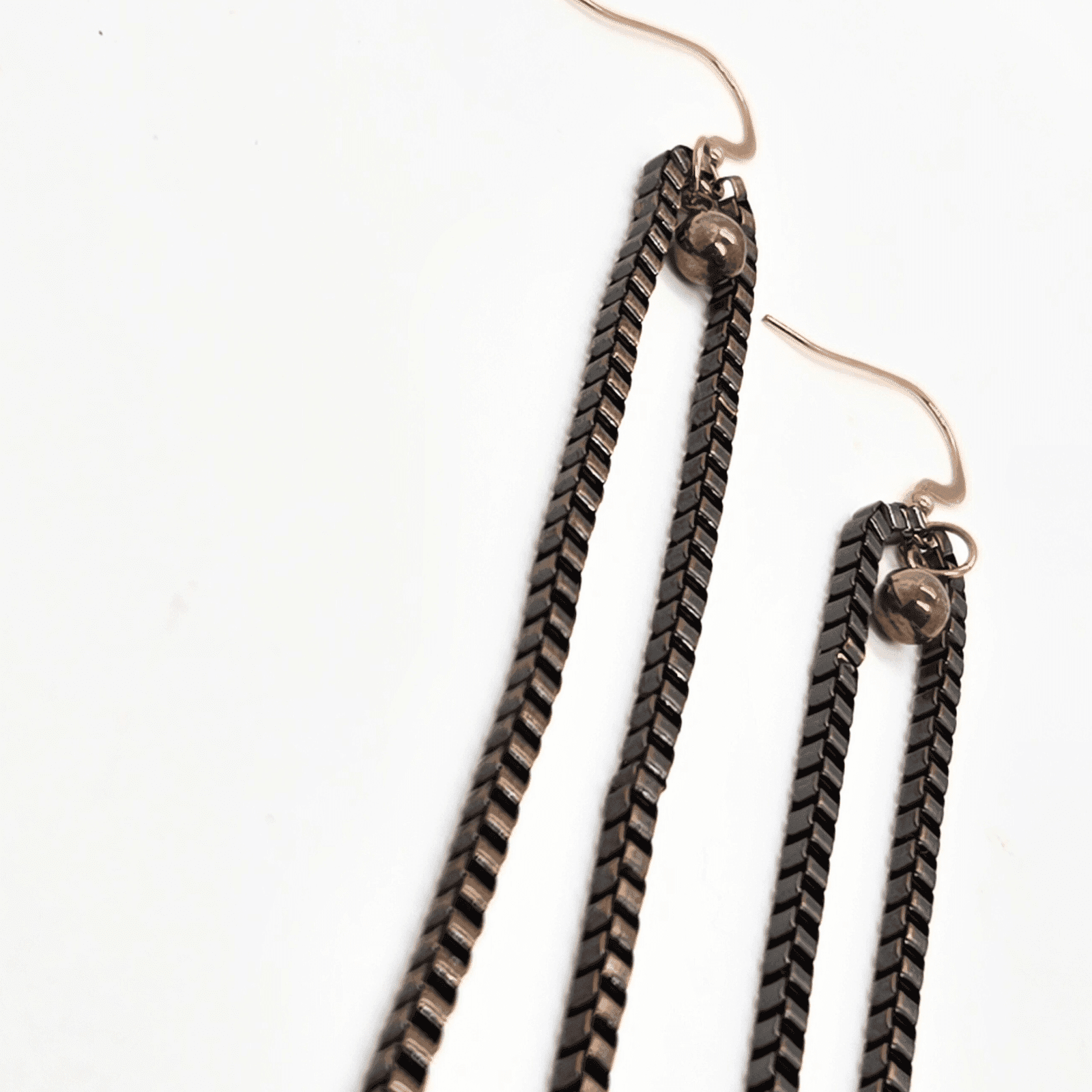 Copper Chain Dangle Earrings | Rose Gold Accent | Lightweight & Chic - Jiana Deon