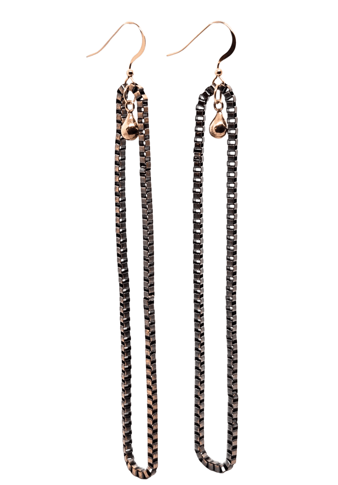 Copper Chain Dangle Earrings | Rose Gold Accent | Lightweight & Chic - Jiana Deon