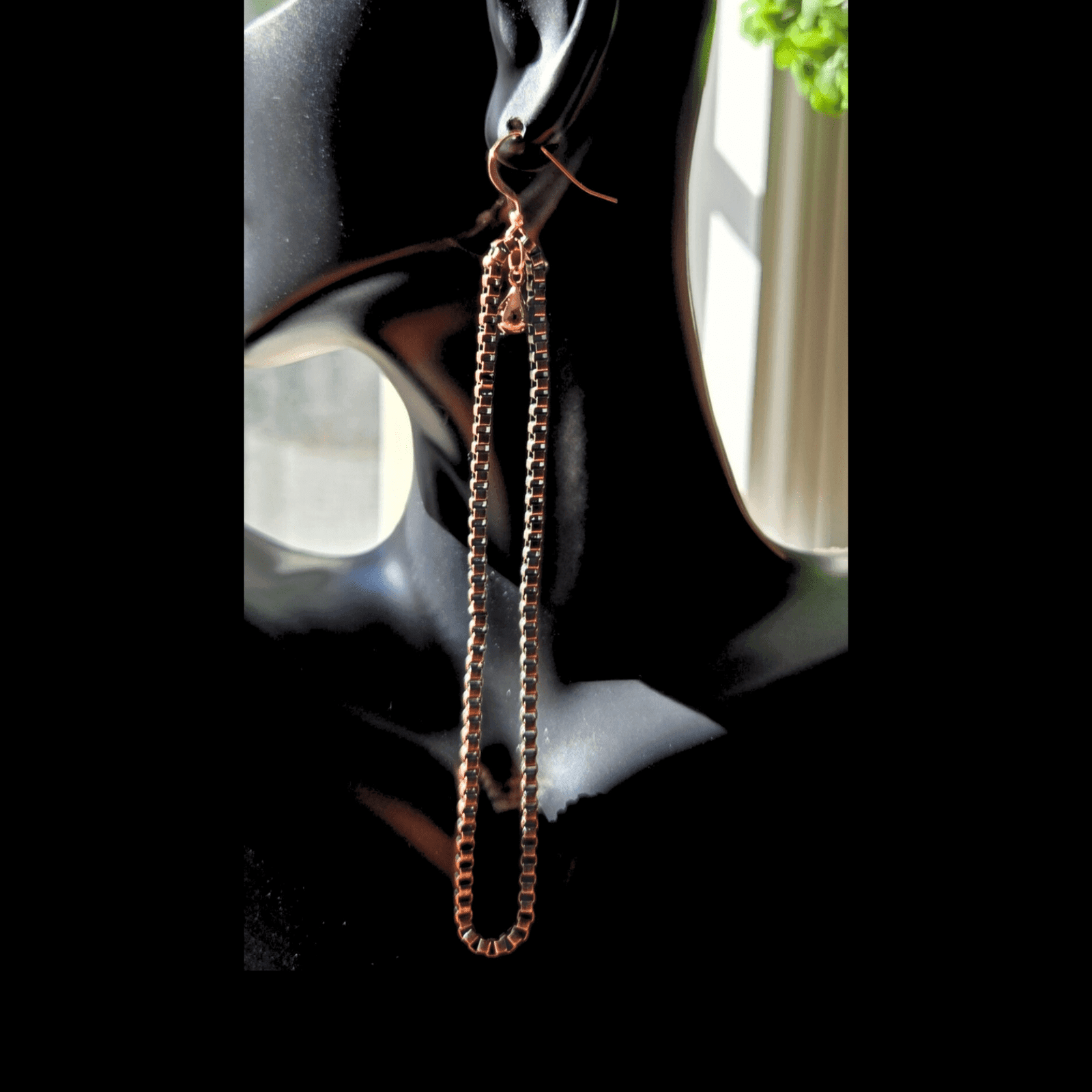 Copper Chain Dangle Earrings | Rose Gold Accent | Lightweight & Chic - Jiana Deon