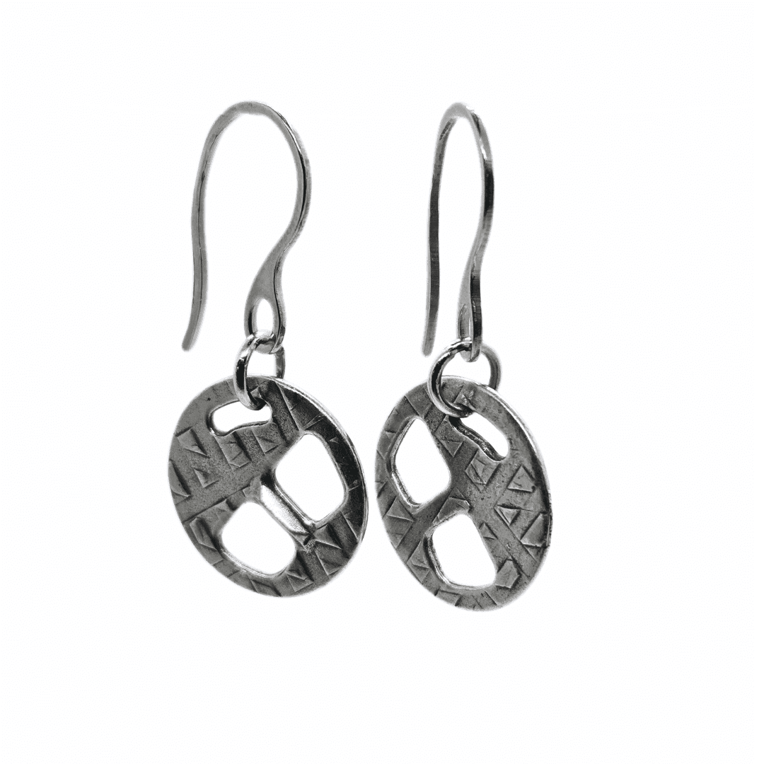 Cut-Out Coin Earrings | Unisex Antique Silver Earrings | Edgy Style - Jiana Deon