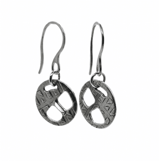 Cut-Out Coin Earrings | Unisex Antique Silver Earrings | Edgy Style - Jiana Deon