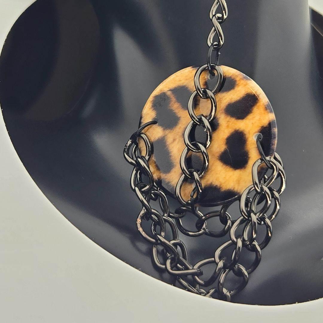 Edgy Leo Chain Dangles | Leopard Print Earrings | Statement Jewelry - Jiana Deon