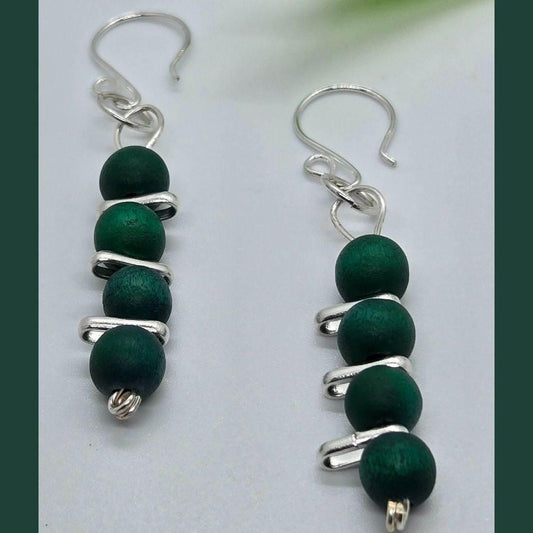 Evergreen Earrings | Emerald Green & Silver Dangle Earrings | Elegant Jewelry - Jiana Deon