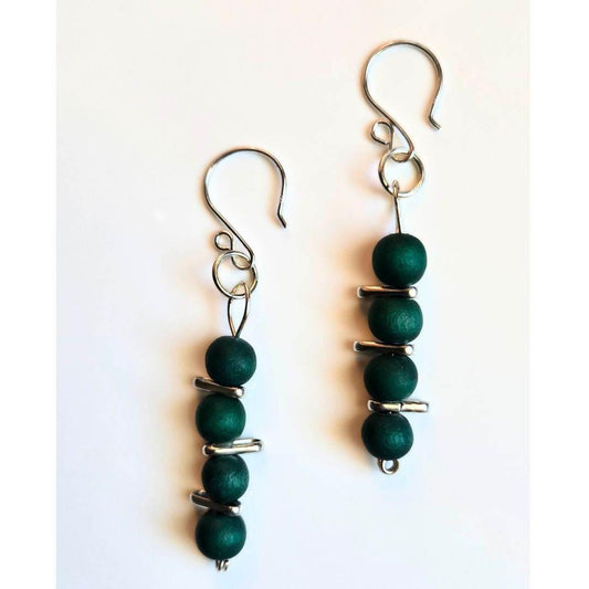 Evergreen Earrings | Emerald Green & Silver Dangle Earrings | Elegant Jewelry - Jiana Deon