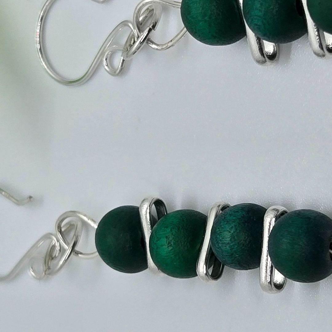 Evergreen Earrings | Emerald Green & Silver Dangle Earrings | Elegant Jewelry - Jiana Deon
