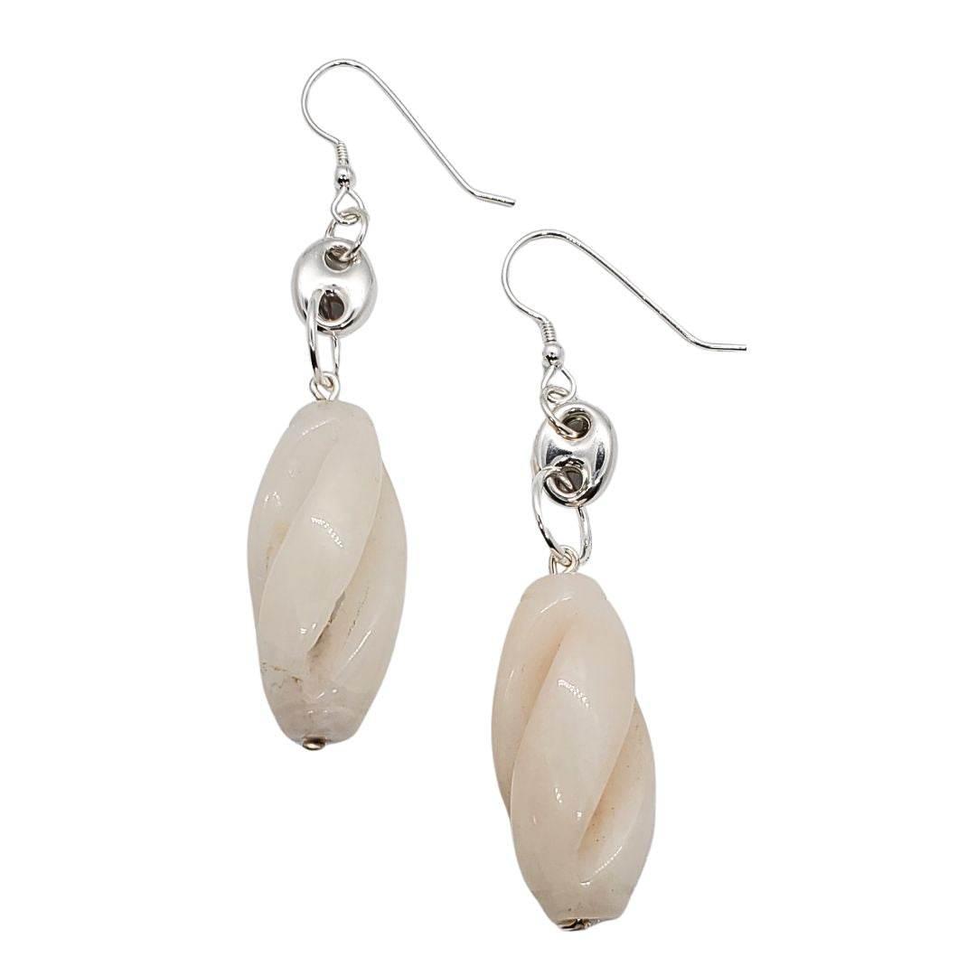 Love Energy Dangles | White Jade Earrings | Sterling Silver | Calming & Loving | Gift - Jiana Deon