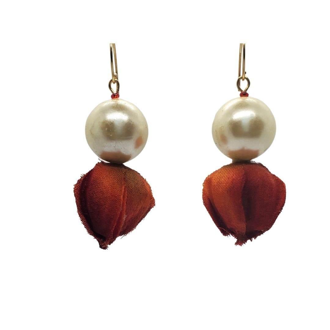 Flower Bud Pearl Earrings | Statement Pearl Earrings | Elegant Floral Design - Jiana Deon
