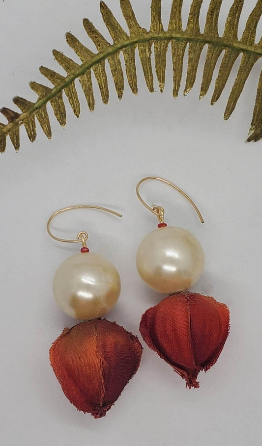 Flower Bud Pearl Earrings | Statement Pearl Earrings | Elegant Floral Design - Jiana Deon