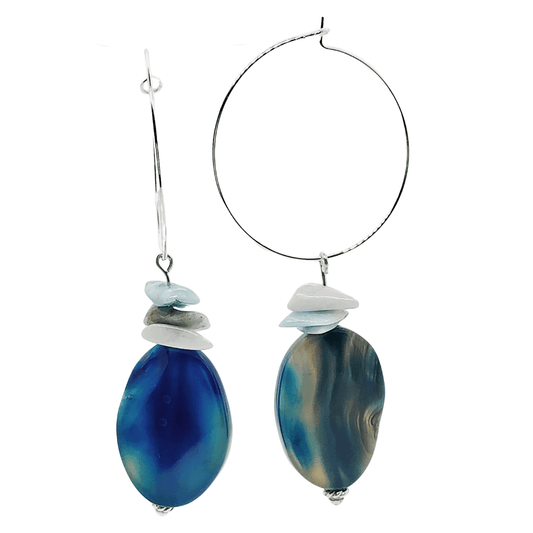 LaBlue Earrings | Blue Larimar & Agate Earrings | Beach Jewelry | Vacation Style - Jiana Deon