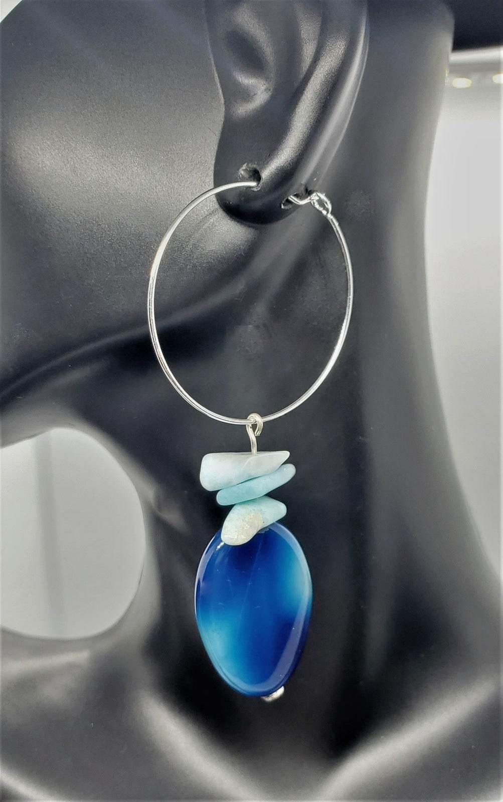 LaBlue Earrings | Blue Larimar & Agate Earrings | Beach Jewelry | Vacation Style - Jiana Deon