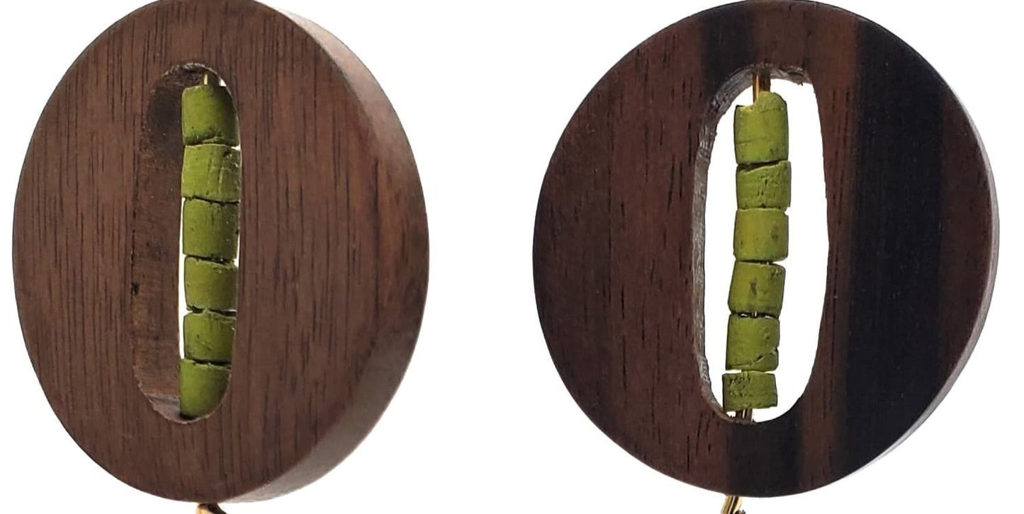 Lime Wood Dangle Earrings