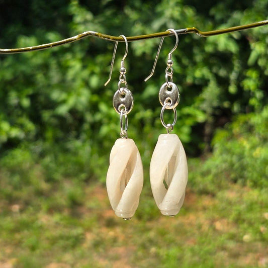 Love Energy Dangles | White Jade Earrings | Sterling Silver | Calming & Loving | Gift - Jiana Deon