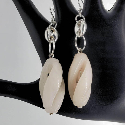 Love Energy Dangles | White Jade Earrings | Sterling Silver | Calming & Loving | Gift - Jiana Deon
