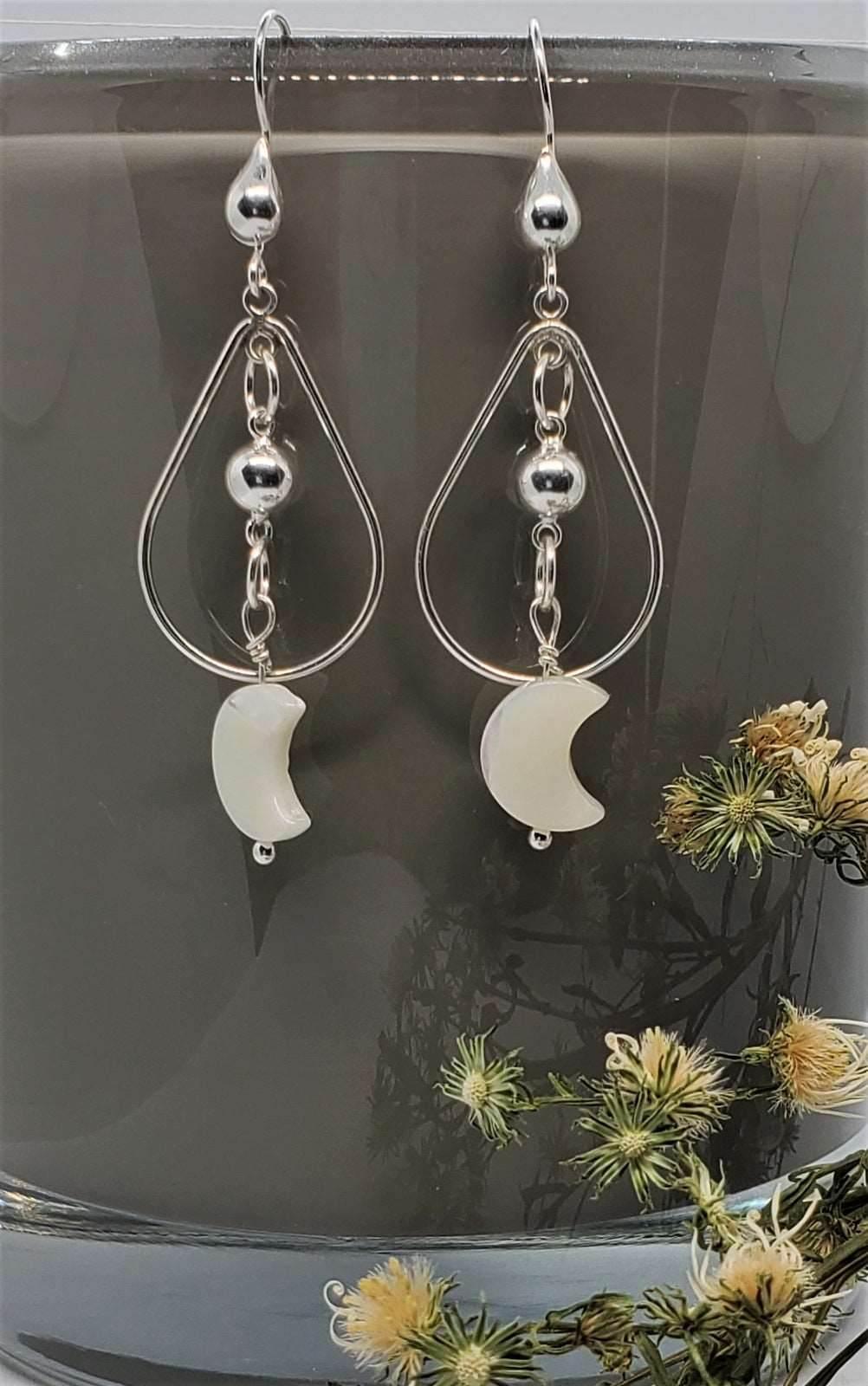 Mae Dangle Earrings | Mother of Pearl Chandelier Earrings | Sterling Silver | Versatile Style - Jiana Deon