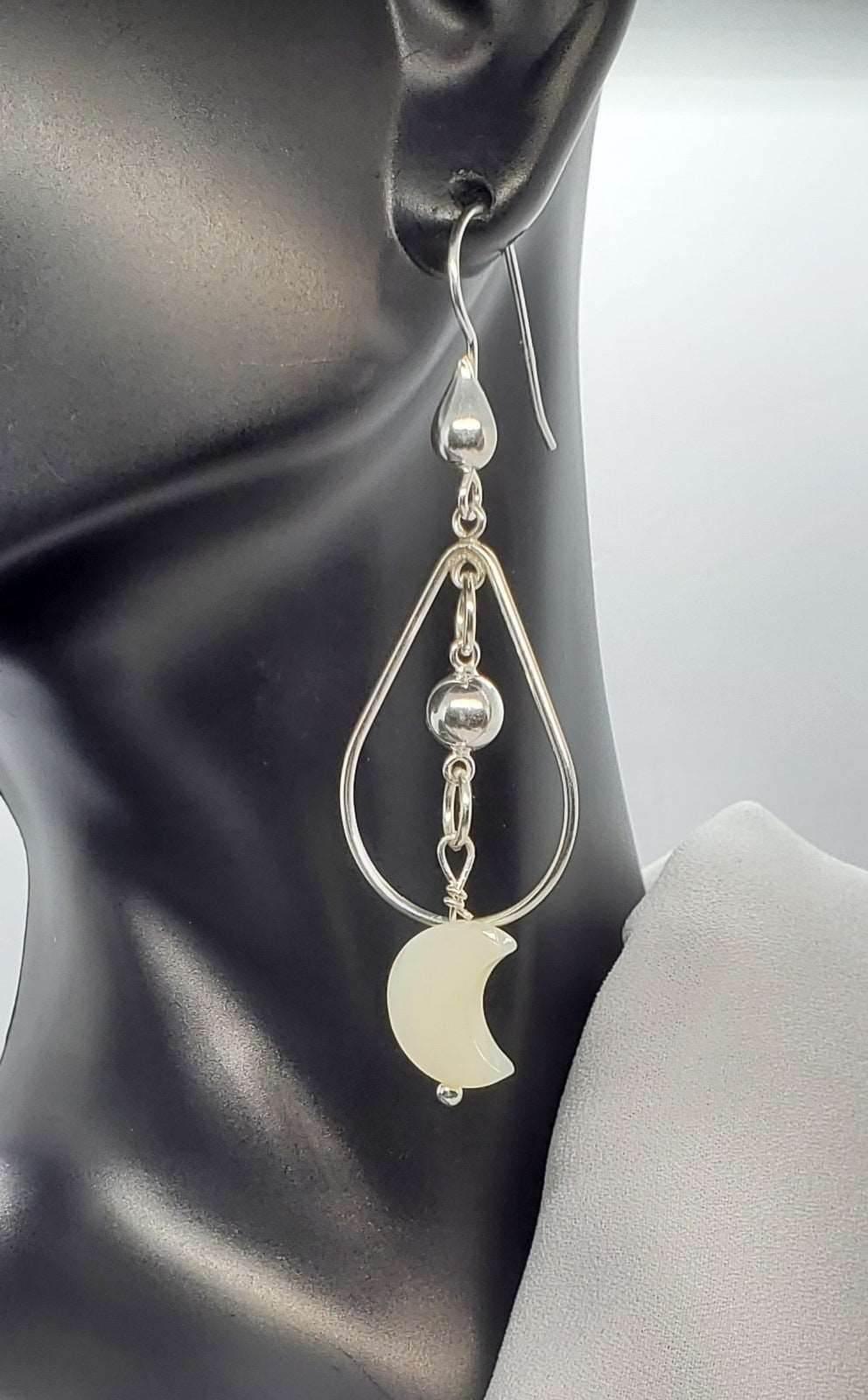 Mae Dangle Earrings | Mother of Pearl Chandelier Earrings | Sterling Silver | Versatile Style - Jiana Deon