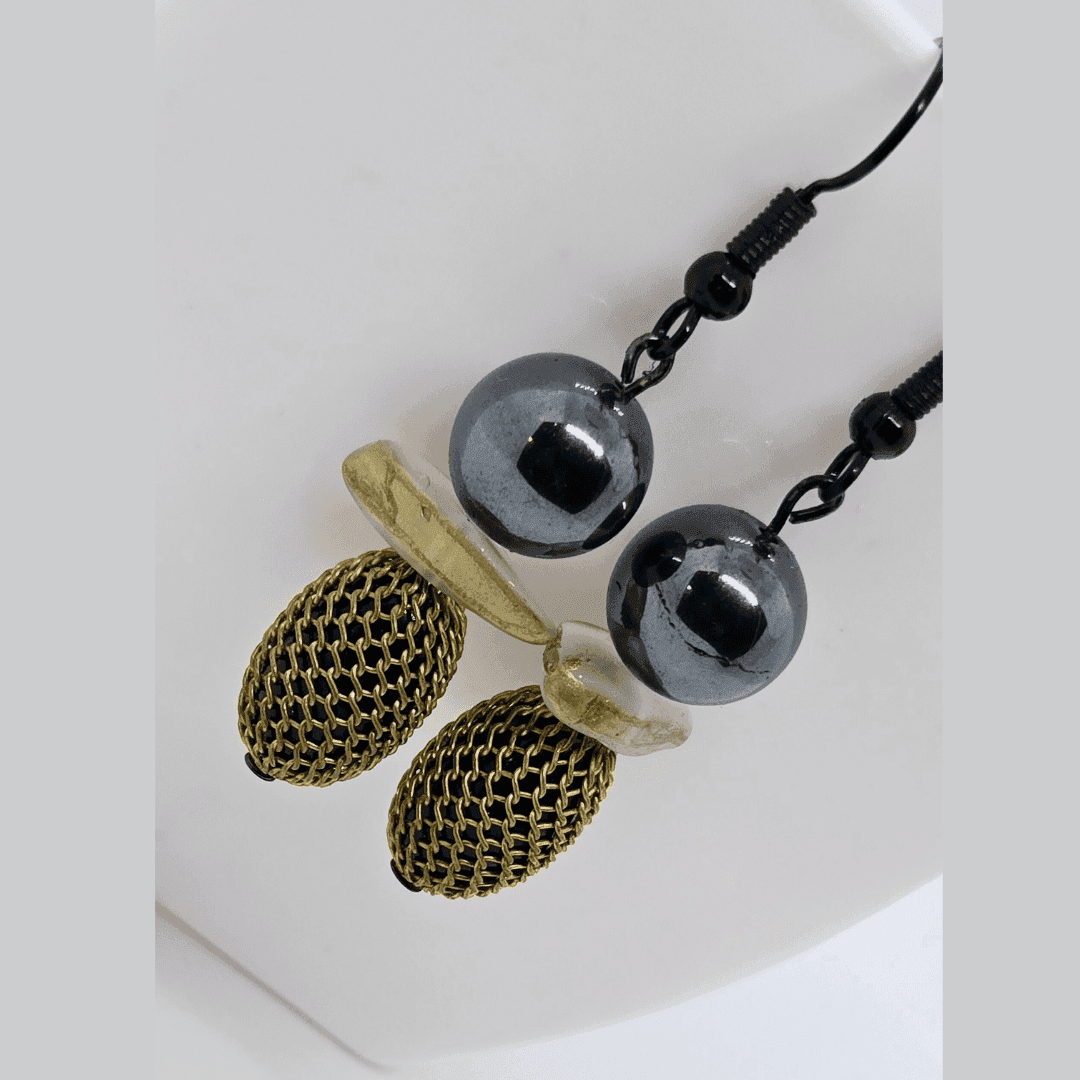 Vintage Wrap Earrings | Black & Gold Boho Earrings | Gift - Jiana Deon