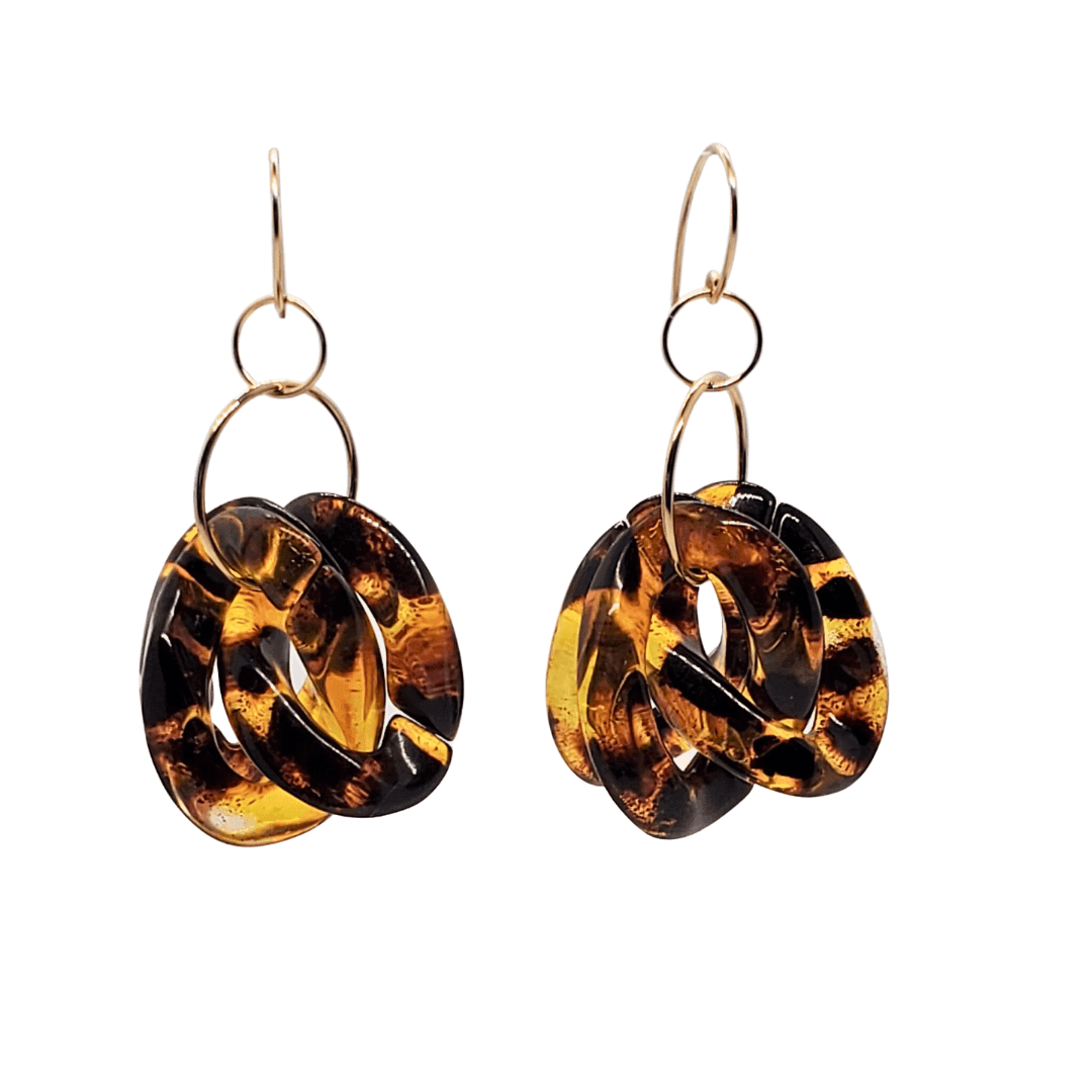TT Shell Dangles | Tortoise Shell Earrings | Gold Accents | Classic Style - Jiana Deon