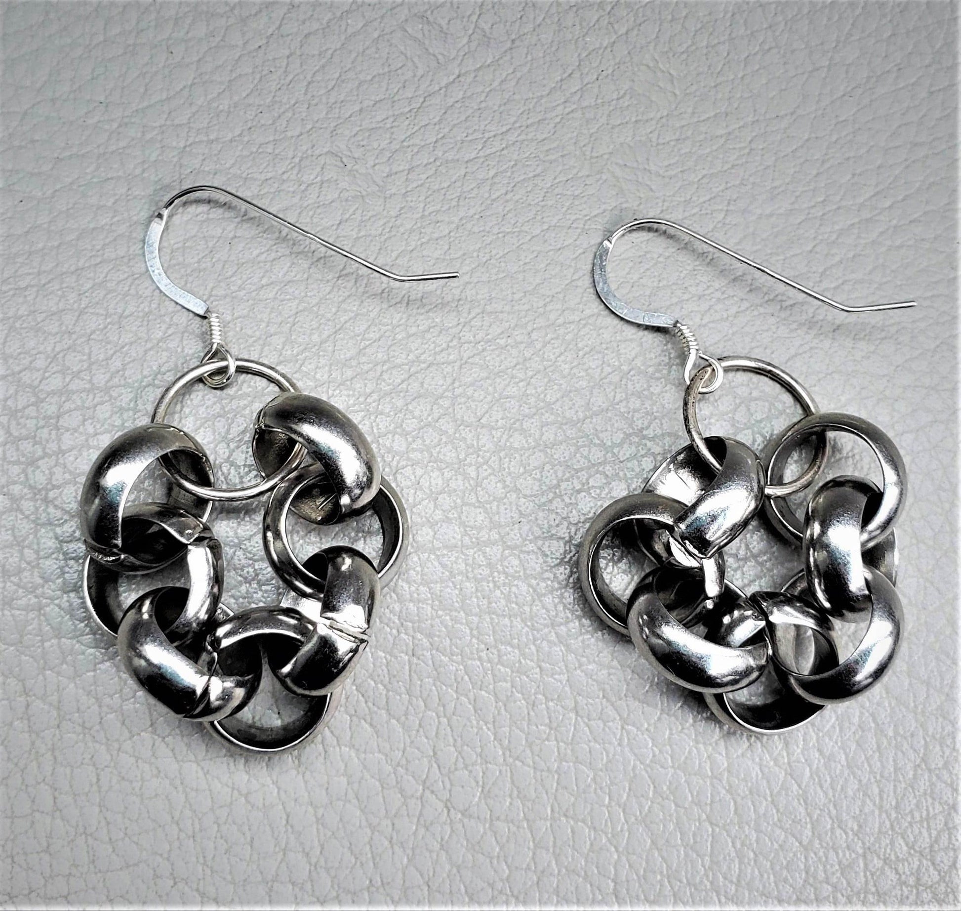 Unity Rolo Earrings | Bunched Silver Link Earrings | Edgy Chic Style - Jiana Deon