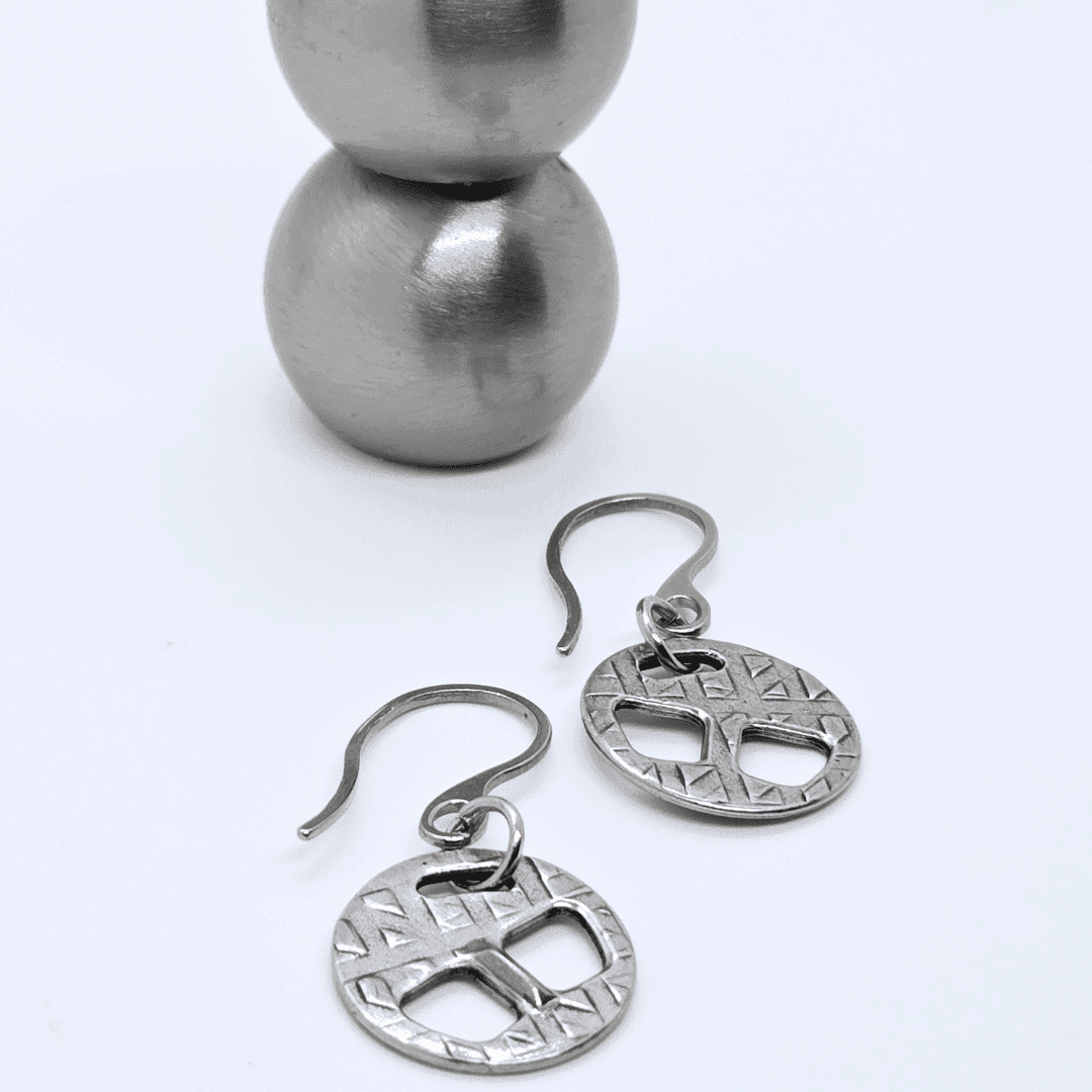 Cut-Out Coin Earrings | Unisex Antique Silver Earrings | Edgy Style - Jiana Deon