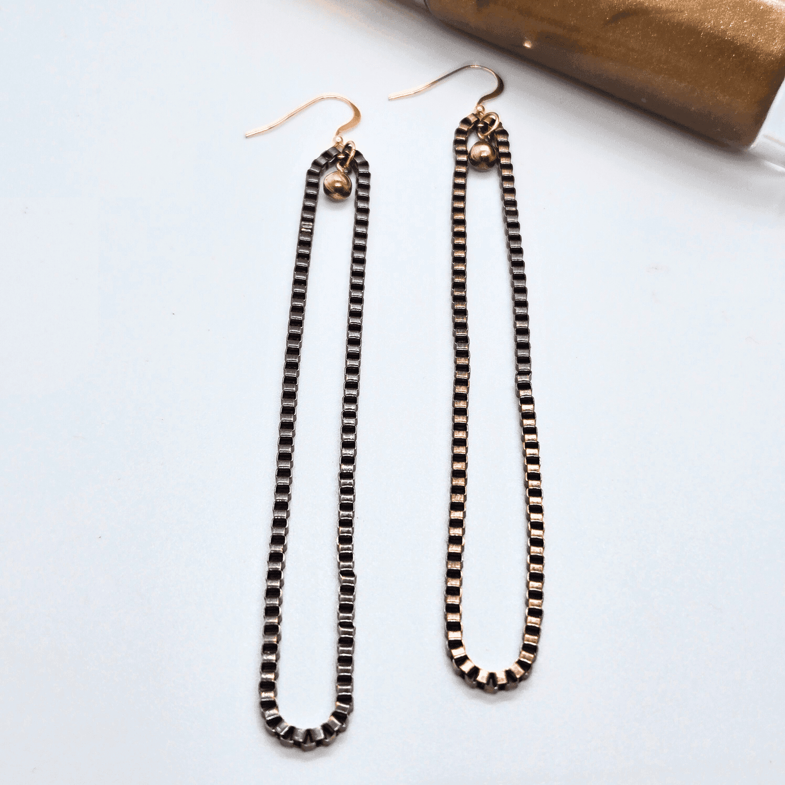 Copper Chain Dangle Earrings | Rose Gold Accent | Lightweight & Chic - Jiana Deon