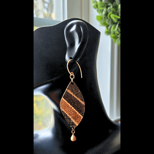 Bronze Chic Dangles | Textured Leaf Earrings | Gold Accents | Vintage Modern - Jiana Deon