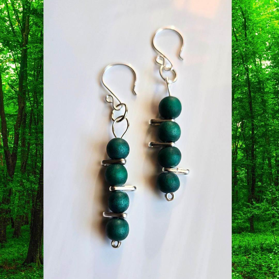 Evergreen Earrings | Emerald Green & Silver Dangle Earrings | Elegant Jewelry - Jiana Deon