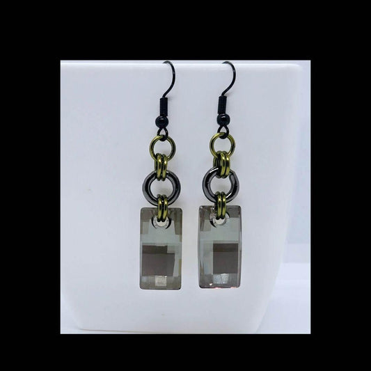 Eve Dangles | Crystal Statement Earrings | Black & Green - Jiana Deon