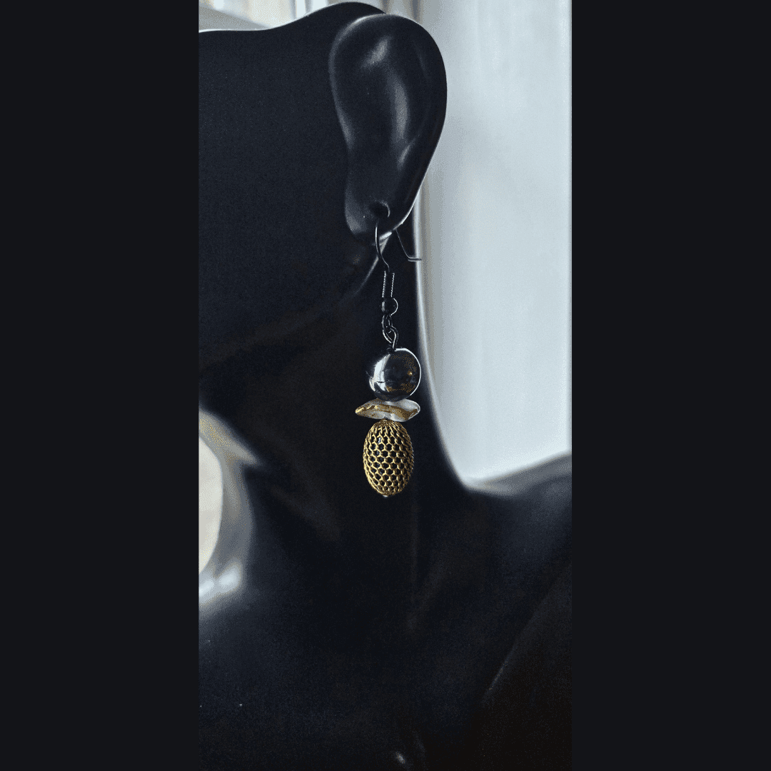Vintage Wrap Earrings | Black & Gold Boho Earrings | Gift - Jiana Deon