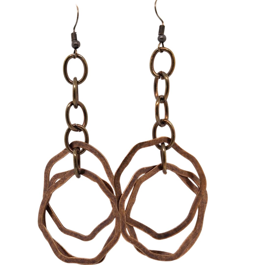 Vintage Copper Dangle Earrings - Boho