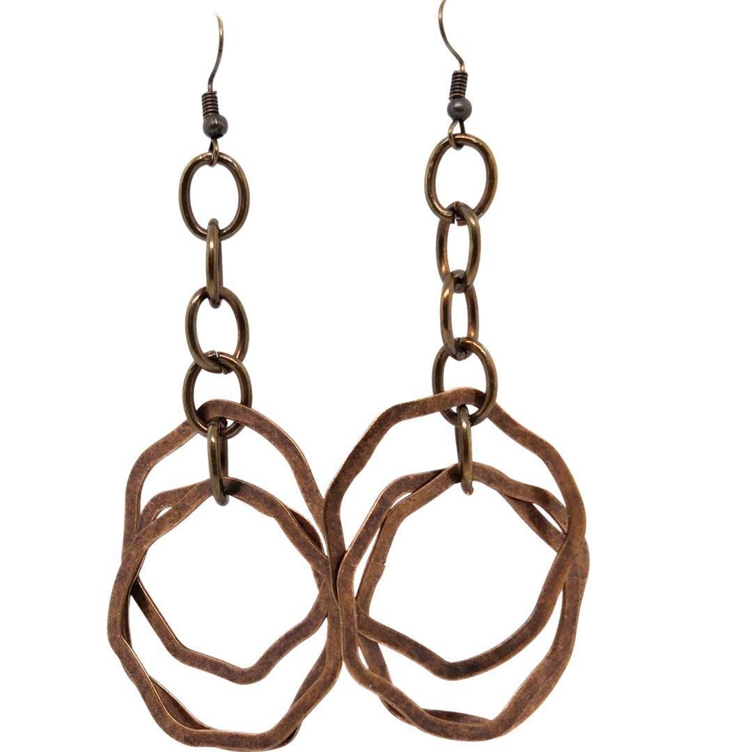 Vintage Copper Dangle Earrings | Boho Chic Jewelry | Statement Earrings - Jiana Deon