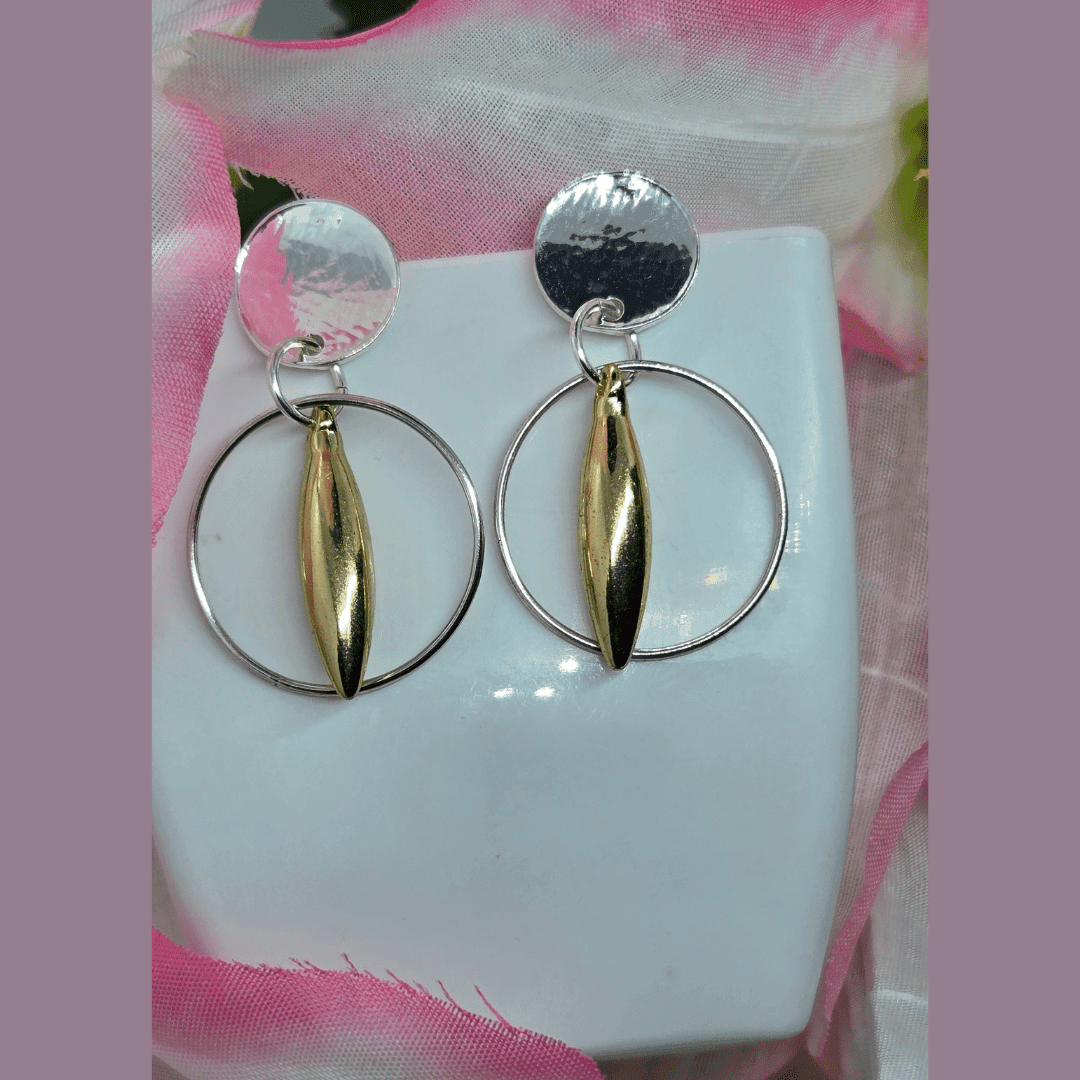 Deylan Earrings | Minimalist Hammered Silver & Gold Earrings | Modern Jewelry - Jiana Deon