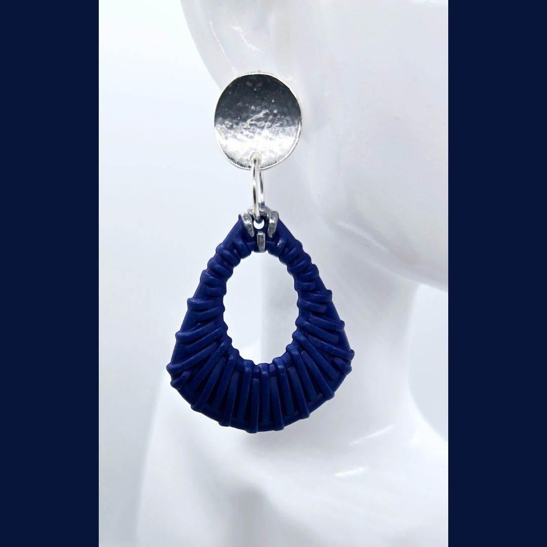 Cobalt Blue Woven Earrings | Boho Chic Jewelry | Lightweight | Gift - Jiana Deon
