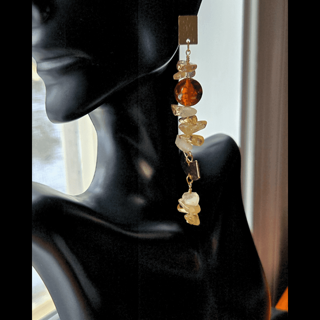 Sirena Earrings: Citrine & Gold Dangle Earrings - Jiana Deon