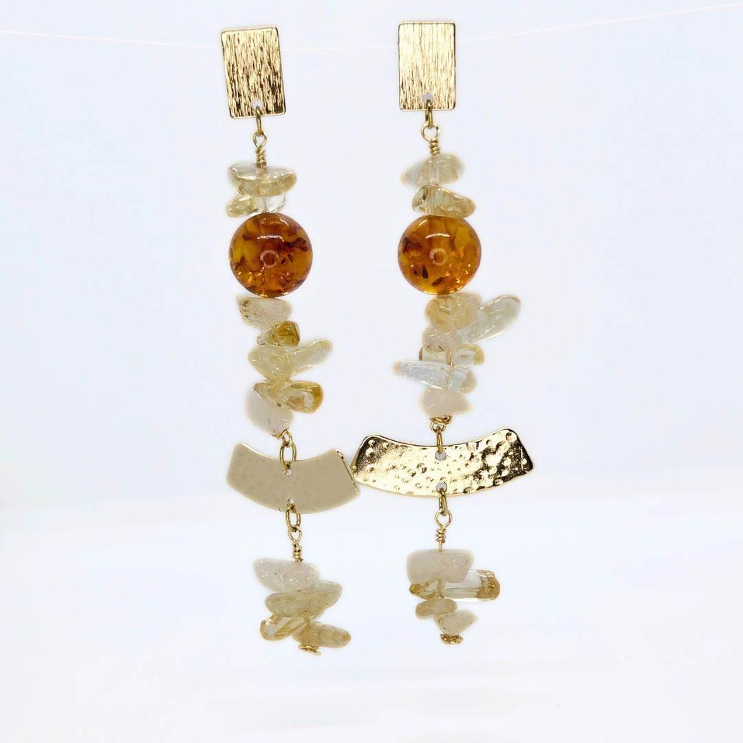 Sirena Earrings: Citrine & Gold Dangle Earrings - Jiana Deon