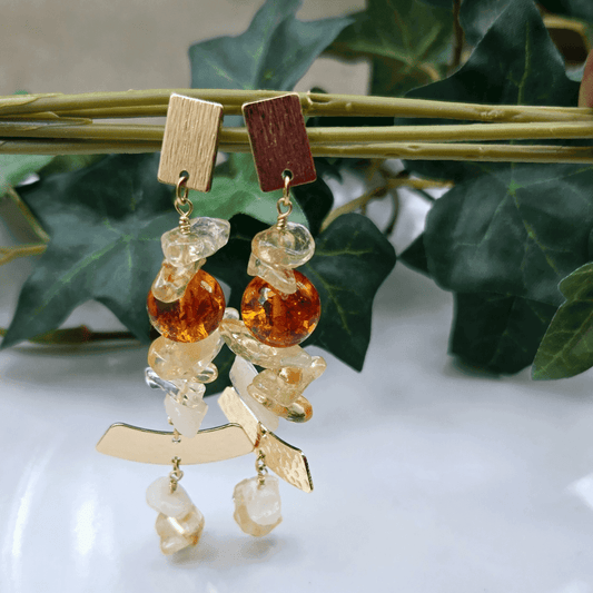 Sirena Earrings: Citrine & Gold Dangle Earrings - Jiana Deon