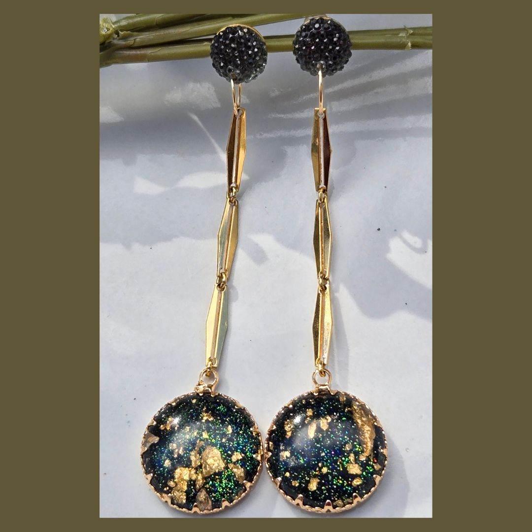 Galaxy Drop Earrings | Sparkle Statement Earrings - Jiana Deon