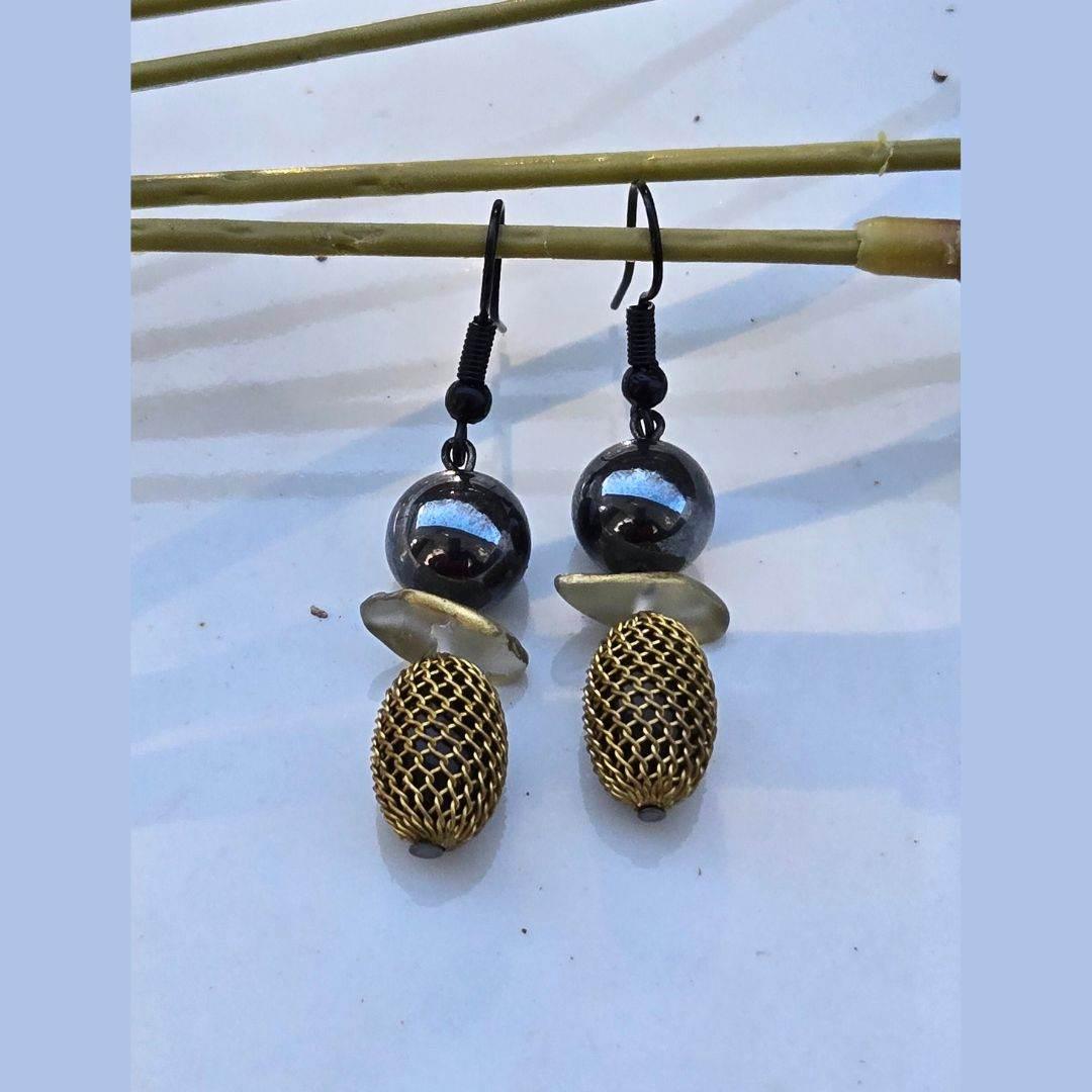 Vintage Wrap Earrings | Black & Gold Boho Earrings | Gift - Jiana Deon