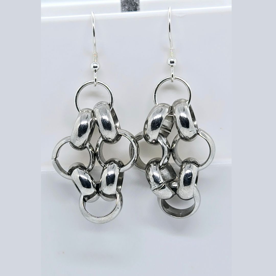Unity Rolo Earrings | Bunched Silver Link Earrings | Edgy Chic Style