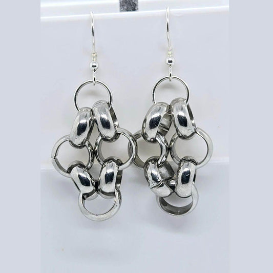 Unity Rolo Earrings | Bunched Silver Link Earrings | Edgy Chic Style - Jiana Deon