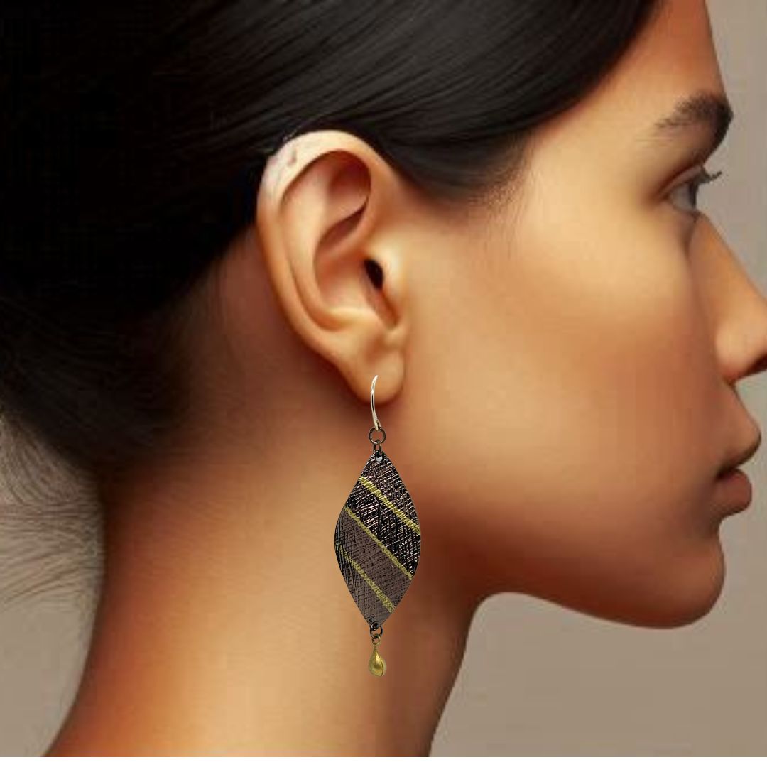 Bronze Chic Dangles | Textured Leaf Earrings | Gold Accents | Vintage Modern