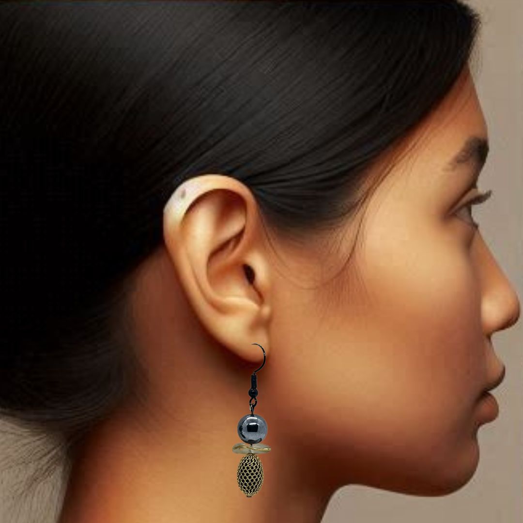 Vintage Wrap Earrings | Black & Gold Boho Earrings | Gift