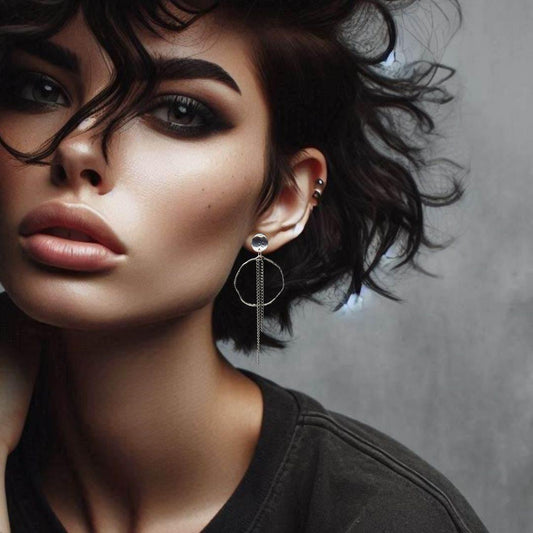 Boho Edge Hoops | Silver | Hammered - Jiana Deon