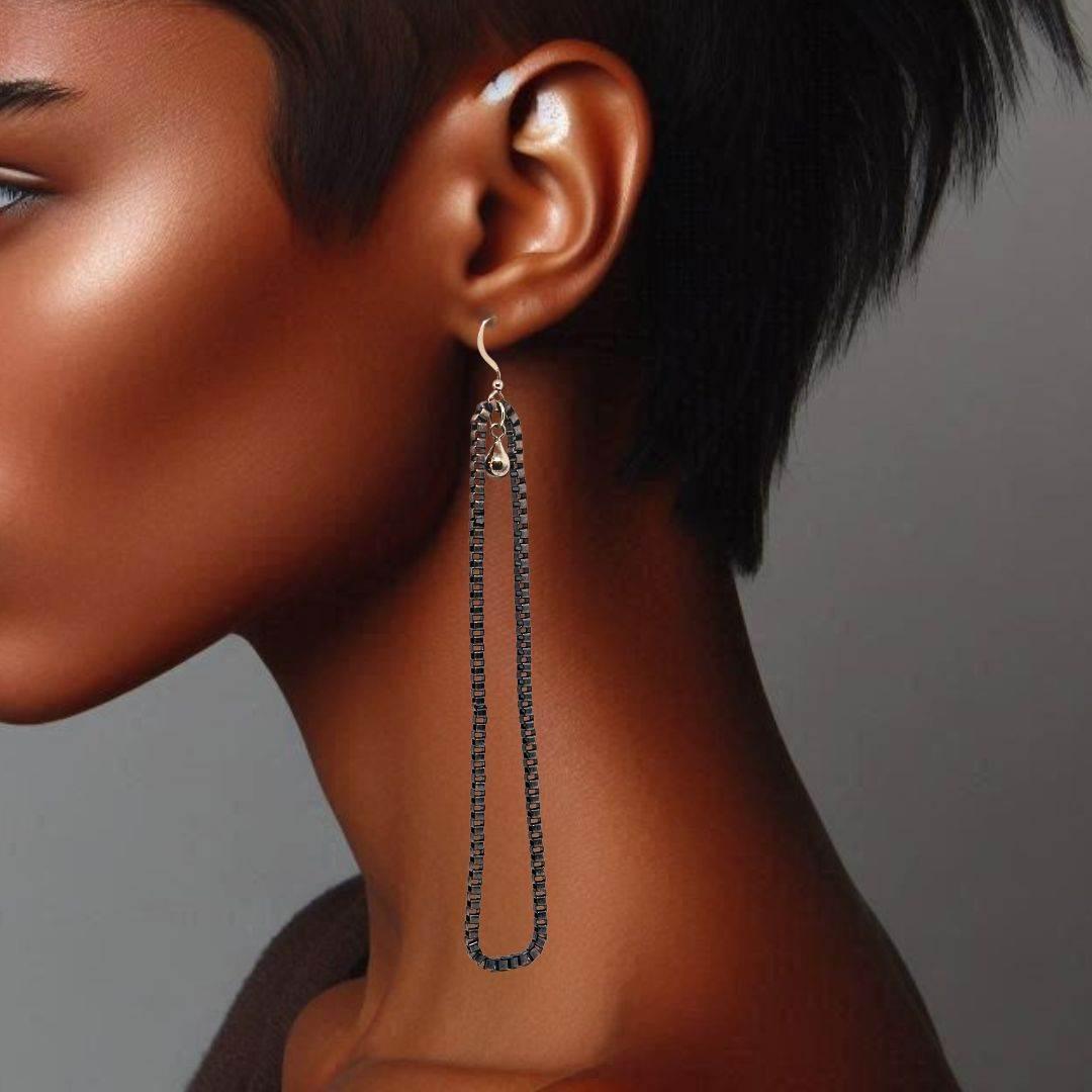 Copper Chain Dangle Earrings | Rose Gold Accent | Lightweight & Chic - Jiana Deon