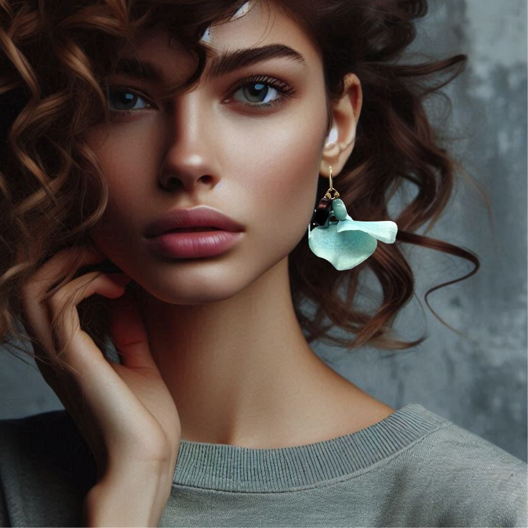Green Petal Mix Dangles | Spring & Summer Earrings | Floral Dangle Earrings | Gift
