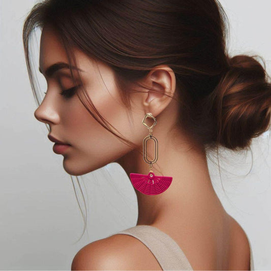 Fan Fuchsia Earrings | Lightweight | Colorful - Jiana Deon